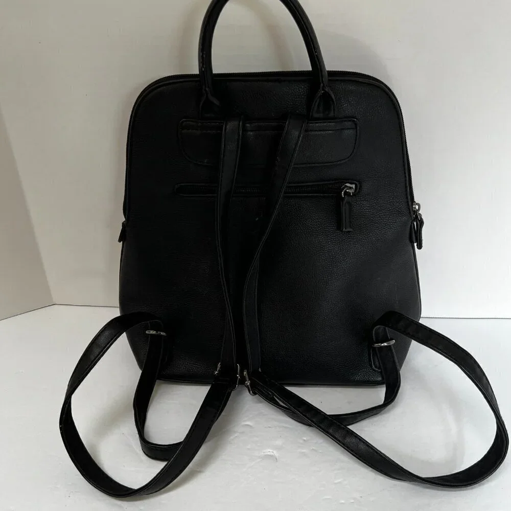 DAVID JONES PARIS Womens‎ Black Leather Backpack Bag (Read)